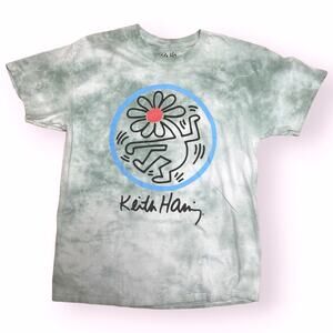 Keith Haring Men’s Graphic T-Shirt Dancing Flower Tie Dye Size Large EUC
